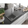 Mexen Cesar zlewozmywak granitowy 1-komorowy z ociekaczem 775 x 470 mm, szary, syfon chrom - 6514771010-71