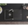 Mexen Cesar zlewozmywak granitowy 1-komorowy z ociekaczem 775 x 470 mm, czarny nakrapiany, syfon chrom - 6514771010-76