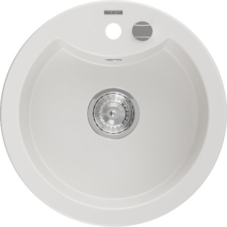 Mexen Diego zlewozmywak granitowy 1-komorowy 488 x 480 mm, biały, syfon chrom - 6512481000-20