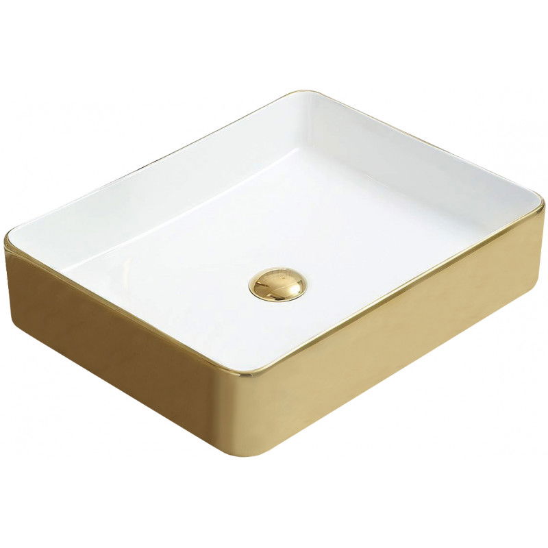 Mexen Estela umywalka nablatowa 50 x 40 cm, biała/złota - 22105053