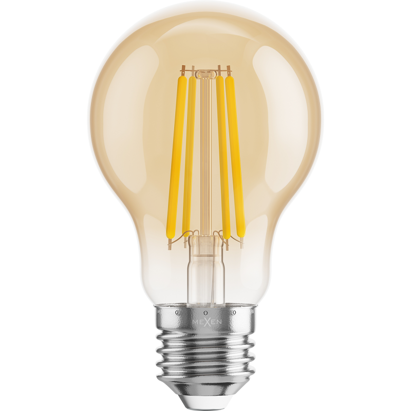 Mexen Vintis 3x żarówka filament LED E27, A60, 8W, Ciepła - 2200K, 750 lm, amber - L150-E27-0822-50x03