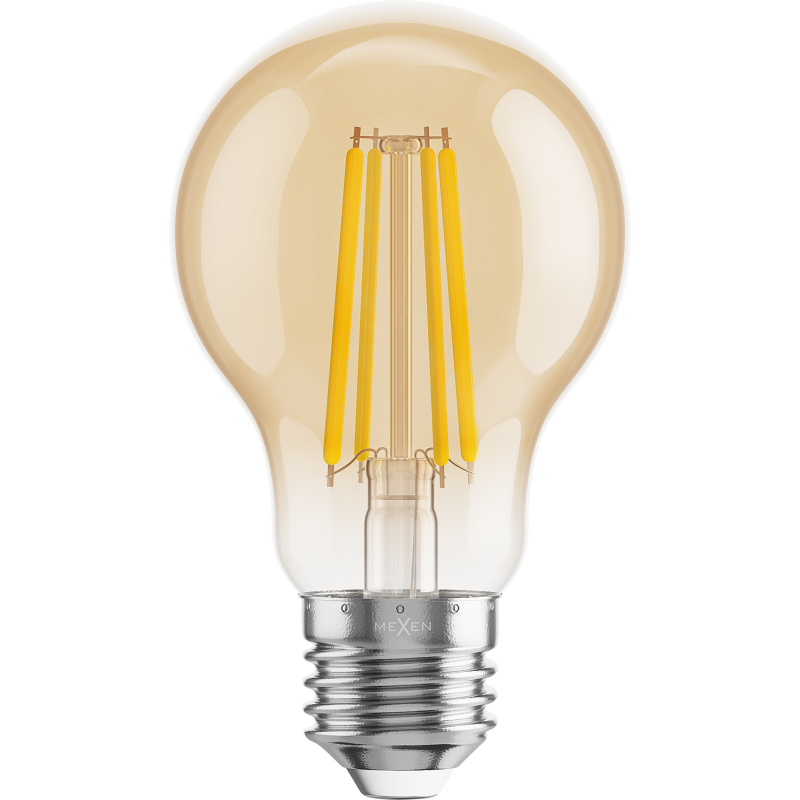 Mexen Vintis 6x żarówka filament LED E27, A60, 8W, Ciepła - 2200K, 750 lm, amber - L150-E27-0822-50x06