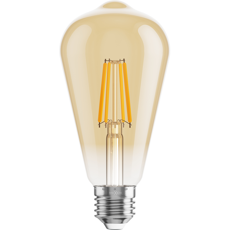 Mexen Vintis 6x żarówka filament LED E27, ST64, 4W, Ciepła - 2200K, 400 lm, amber - L152-E27-0422-50x06