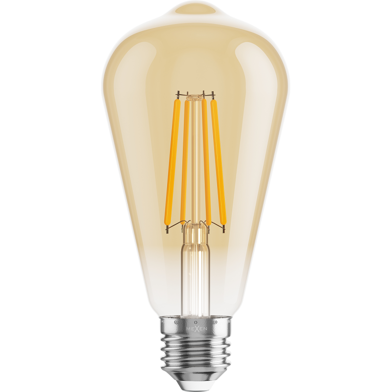 Mexen Vintis 6x żarówka filament LED E27, ST64, 8W, Ciepła - 2200K, 750 lm, amber - L152-E27-0822-50x06