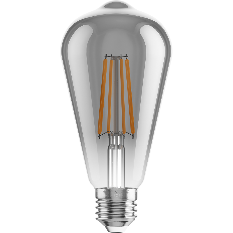 Mexen Vintis 6x żarówka filament LED E27, ST64, 8W, Ciepła - 2700K, 680 lm, smoke - L152-E27-0827-70x06