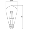 Mexen Vintis 10x żarówka filament LED E27, ST64, 8W, Ciepła - 2700K, 680 lm, smoke - L152-E27-0827-70x10