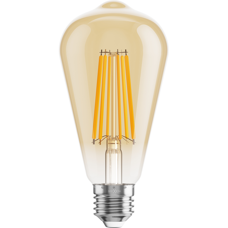 Mexen Vintis 6x żarówka filament LED E27, ST64, 10W, Ciepła - 2200K, 910 lm, amber - L152-E27-1022-50x06