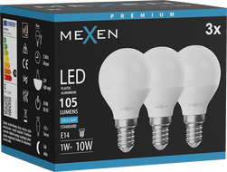 Mexen Nova 3x żarówka LED E14, G45, 1W, Zimna - 6500K, 105 lm - L101-E14-0165-01x03