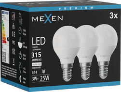 Mexen Nova 3x żarówka LED E14, G45, 3W, Neutralna - 4000K, 315 lm - L101-E14-0340-01x03