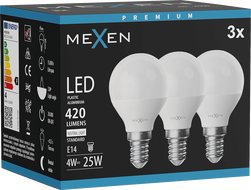 Mexen Nova 3x żarówka LED E14, G45, 4W, Neutralna - 4000K, 420 lm - L101-E14-0440-01x03