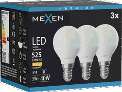 Mexen Nova 3x żarówka LED E14, G45, 5W, Ciepła - 3000K, 525 lm - L101-E14-0530-01x03