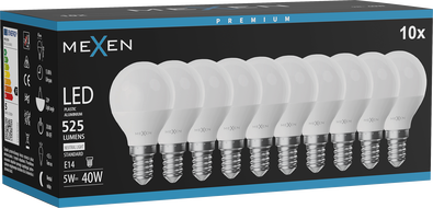Mexen Nova 10x żarówka LED E14, G45, 5W, Neutralna - 4000K, 525 lm - L101-E14-0540-01x10