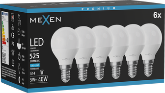 Mexen Nova 6x żarówka LED E14, G45, 5W, Zimna - 6500K, 525 lm - L101-E14-0565-01x06