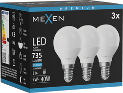 Mexen Nova 3x żarówka LED E14, G45, 7W, Zimna - 6500K, 735 lm - L101-E14-0765-01x03