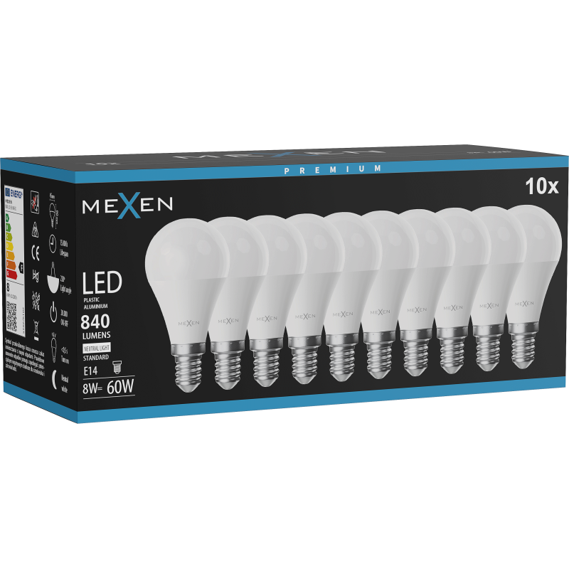 Mexen Nova 10x żarówka LED E14, G45, 8W, Neutralna - 4000K, 840 lm - L101-E14-0840-01x10