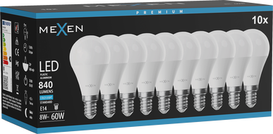Mexen Nova 10x żarówka LED E14, G45, 8W, Zimna - 6500K, 840 lm - L101-E14-0865-01x10