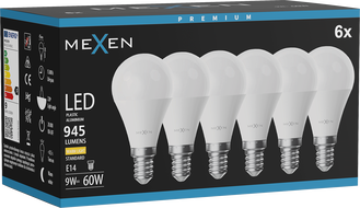 Mexen Nova 6x żarówka LED E14, G45, 9W, Ciepła - 3000K, 945 lm - L101-E14-0930-01x06
