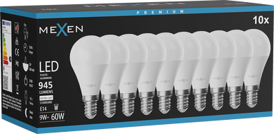 Mexen Nova 10x żarówka LED E14, G45, 9W, Neutralna - 4000K, 945 lm - L101-E14-0940-01x10