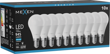 Mexen Nova 10x żarówka LED E14, G45, 9W, Zimna - 6500K, 945 lm - L101-E14-0965-01x10