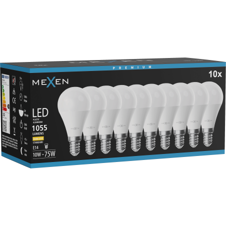 Mexen Nova 10x żarówka LED E14, G45, 10W, Ciepła - 3000K, 1055 lm - L101-E14-1030-01x10