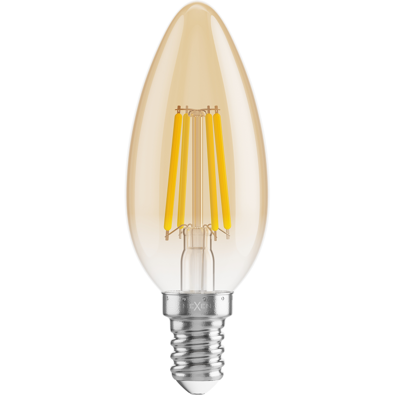 Mexen Vintis 3x żarówka filament LED E14, C35, 6W, Ciepła - 2200K, 600 lm, amber - L154-E14-0622-50x03