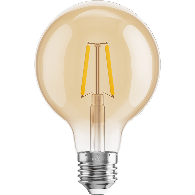 Mexen Vintis 3x żarówka filament LED E27, G80, 2W, Ciepła - 2200K, 180 lm, amber - L155-E27-0222-50x03