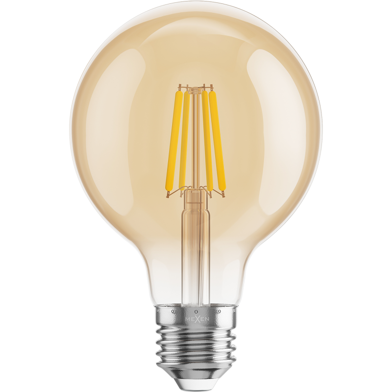 Mexen Vintis 3x żarówka filament LED E27, G80, 4W, Ciepła - 2200K, 400 lm, amber - L155-E27-0422-50x03