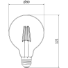 Mexen Vintis 3x żarówka filament LED E27, G80, 4W, Ciepła - 2200K, 400 lm, amber - L155-E27-0422-50x03
