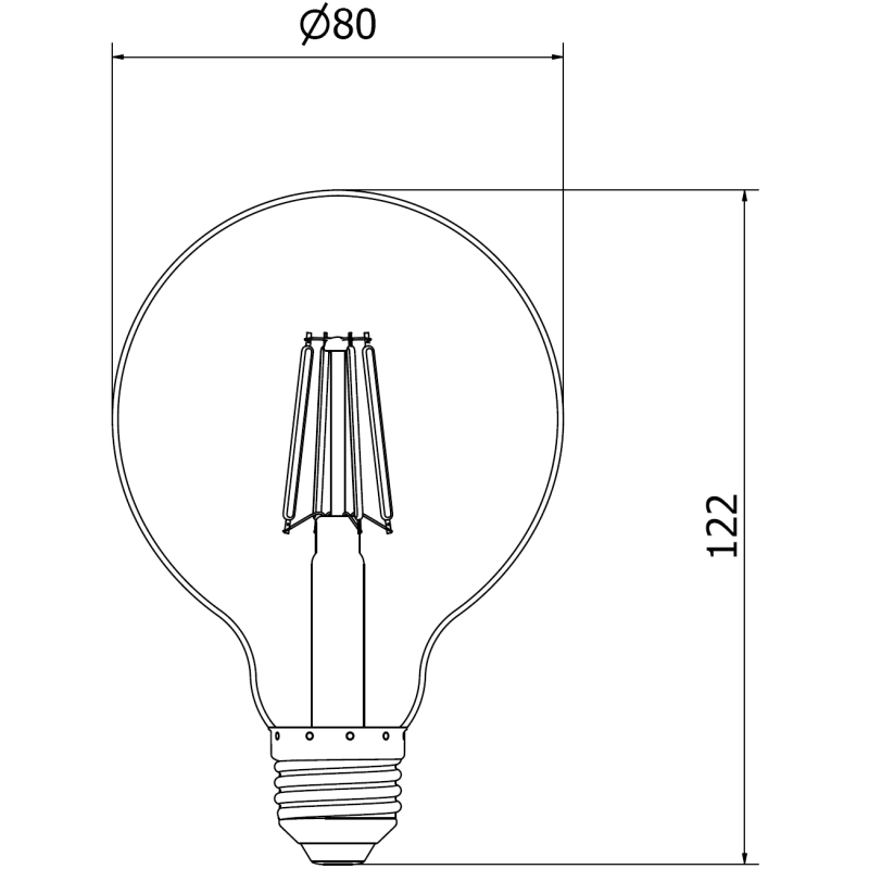 Mexen Vintis 6x żarówka filament LED E27, G80, 4W, Ciepła - 2700K, 470 lm, clear - L155-E27-0427-00x06