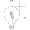Mexen Vintis 6x żarówka filament LED E27, G80, 4W, Ciepła - 2700K, 470 lm, clear - L155-E27-0427-00x06
