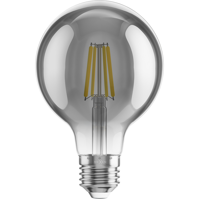 Mexen Vintis 6x żarówka filament LED E27, G80, 4W, Ciepła - 2700K, 300 lm, smoke - L155-E27-0427-70x06