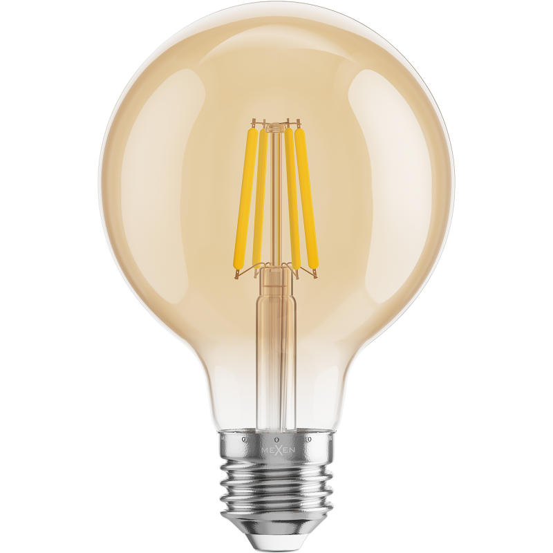 Mexen Vintis 6x żarówka filament LED E27, G80, 6W, Ciepła - 2200K, 600 lm, amber - L155-E27-0622-50x06
