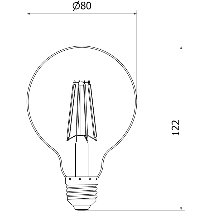 Mexen Vintis 10x żarówka filament LED E27, G80, 8W, Neutralna - 4000K, 1055 lm, clear - L155-E27-0840-00x10