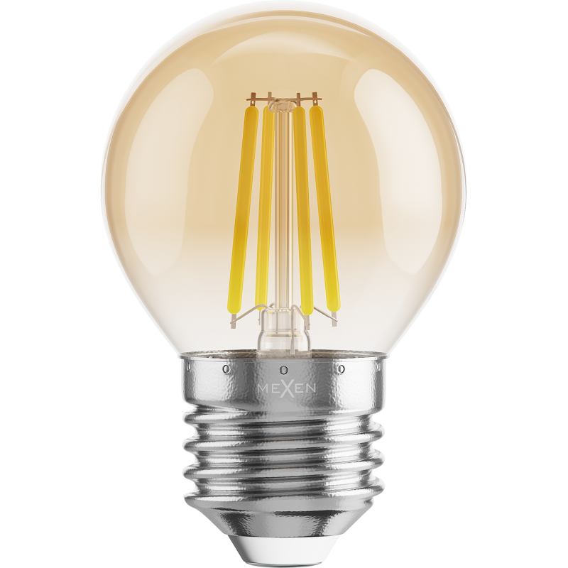 Mexen Vintis 3x żarówka filament LED E27, G45, 4W, Ciepła - 2200K, 400 lm, amber - L156-E27-0422-50x03