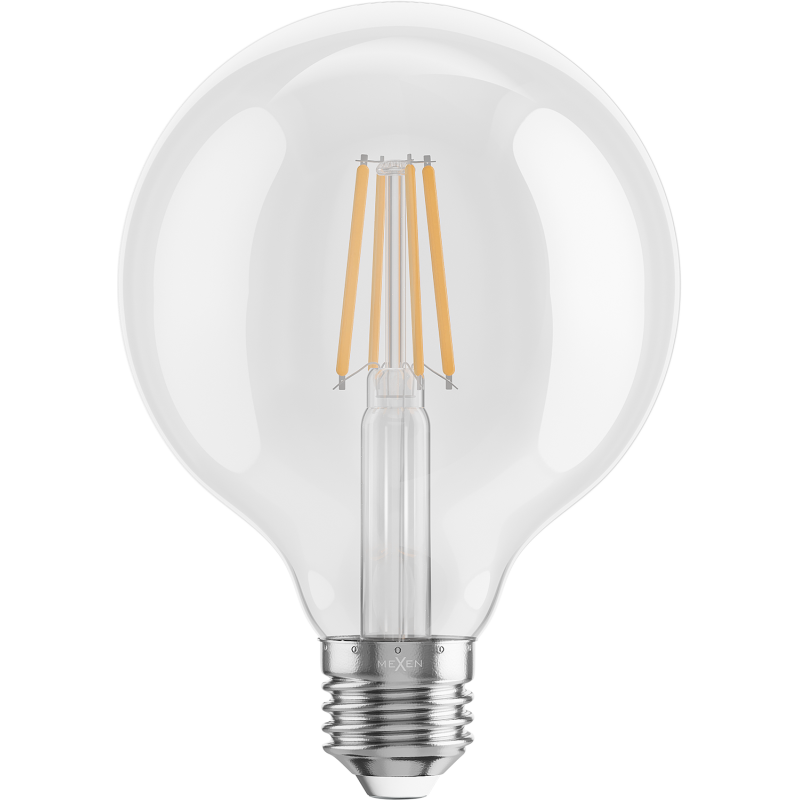 Mexen Vintis 6x żarówka filament LED E27, G95, 4W, Ciepła - 2700K, 470 lm, clear - L157-E27-0427-00x06