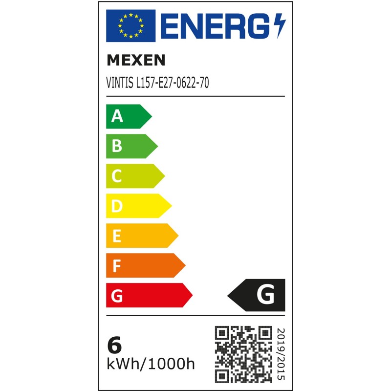 Mexen Vintis 6x żarówka filament LED E27, G95, 6W, Ciepła - 2200K, 450 lm, smoke - L157-E27-0622-70x06