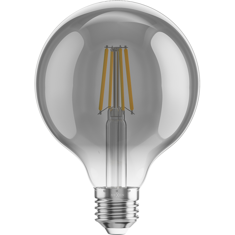 Mexen Vintis 6x żarówka filament LED E27, G95, 6W, Ciepła - 2700K, 510 lm, smoke - L157-E27-0627-70x06