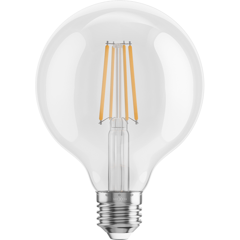 Mexen Vintis 6x żarówka filament LED E27, G95, 8W, Ciepła - 2700K, 1055 lm, clear - L157-E27-0827-00x06