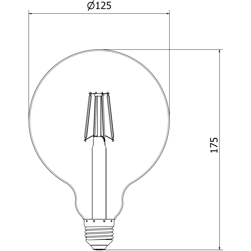 Mexen Vintis 6x żarówka filament LED E27, G125, 6W, Ciepła - 2700K, 600 lm, amber - L158-E27-0627-50x06