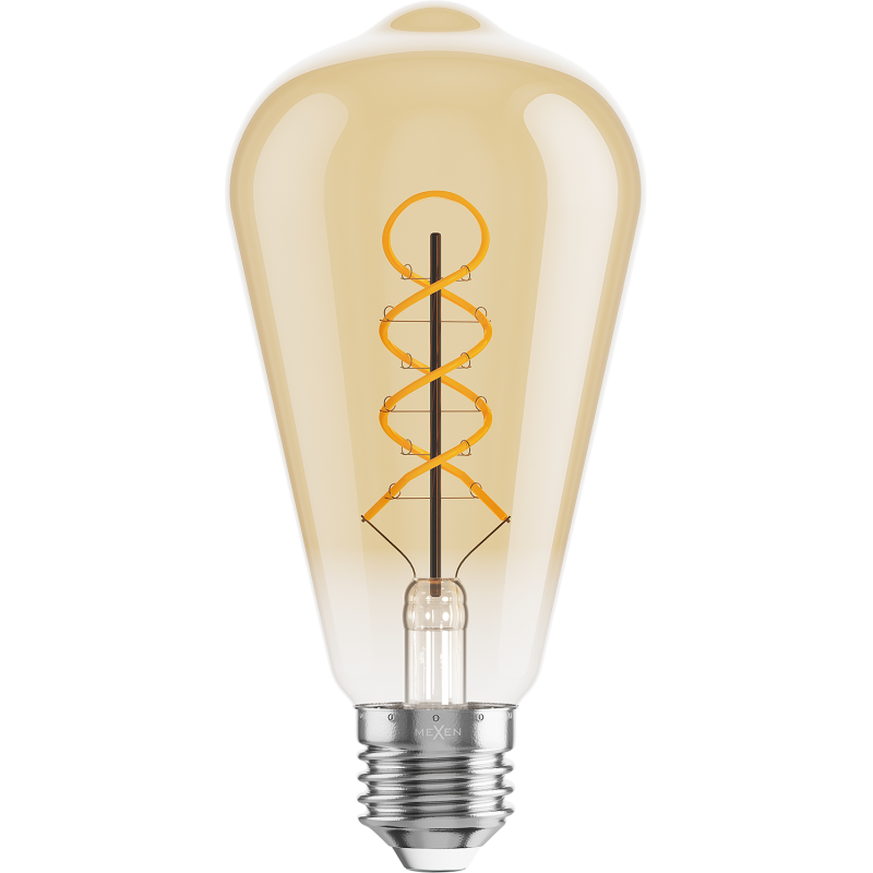 Mexen Vintis 3x żarówka filament spirala LED E27, ST64, 6W, Ciepła - 2200K, 530 lm, amber - L162-E27-0622-50x03