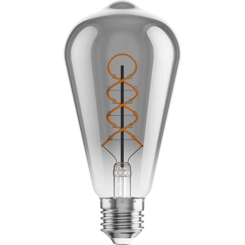 Mexen Vintis 3x żarówka filament spirala LED E27, ST64, 6W, Ciepła - 2200K, 350 lm, smoke - L162-E27-0622-70x03