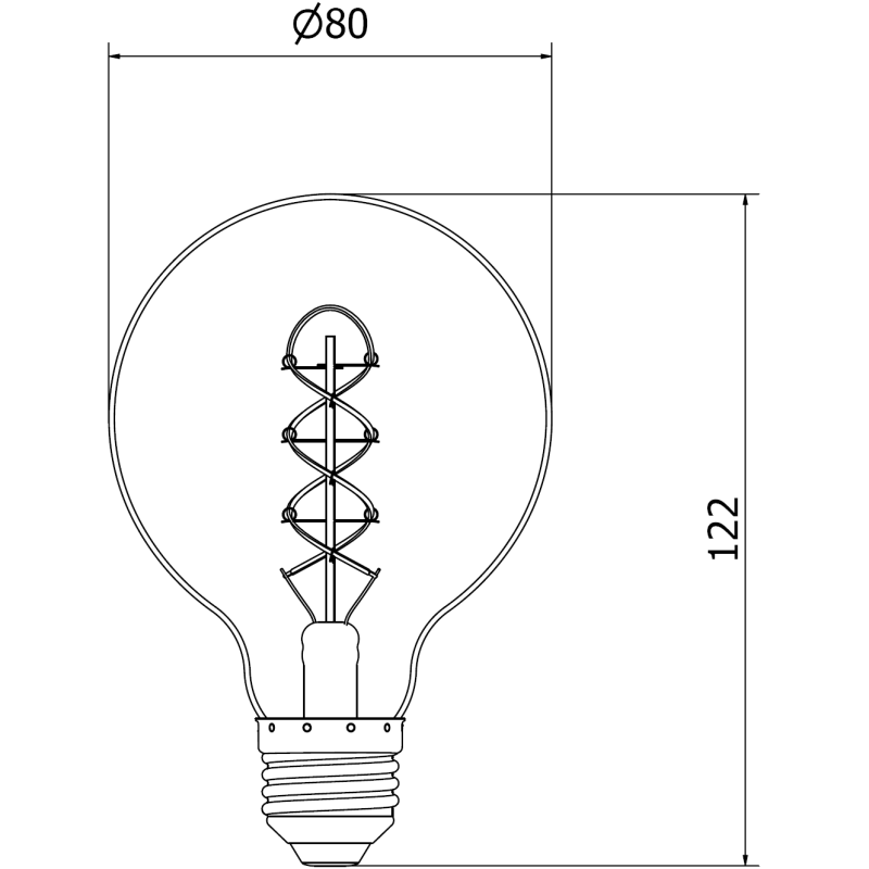 Mexen Vintis 3x żarówka filament spirala LED E27, G80, 6W, Ciepła - 2200K, 530 lm, amber - L165-E27-0622-50x03