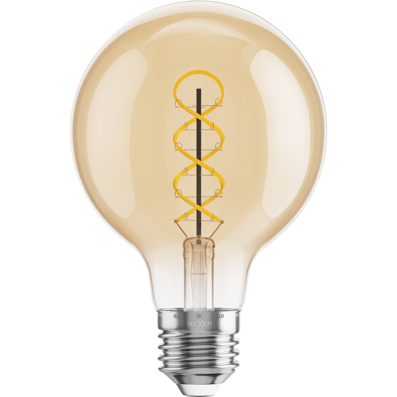 Mexen Vintis 3x żarówka filament spirala LED E27, G80, 6W, Ciepła - 2200K, 530 lm, amber - L165-E27-0622-50x03