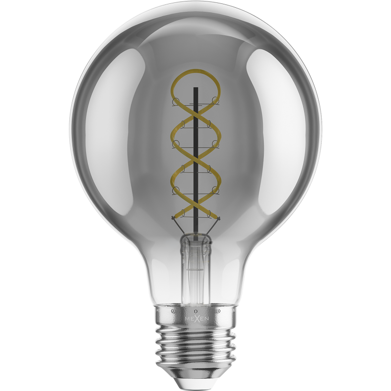 Mexen Vintis 3x żarówka filament spirala LED E27, G80, 6W, Ciepła - 2200K, 350 lm, smoke - L165-E27-0622-70x03