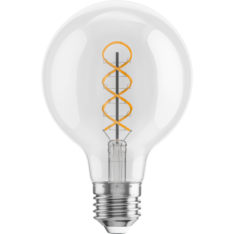 Mexen Vintis 3x żarówka filament spirala LED E27, G80, 6W, Ciepła - 2700K, 630 lm, clear - L165-E27-0627-00x03