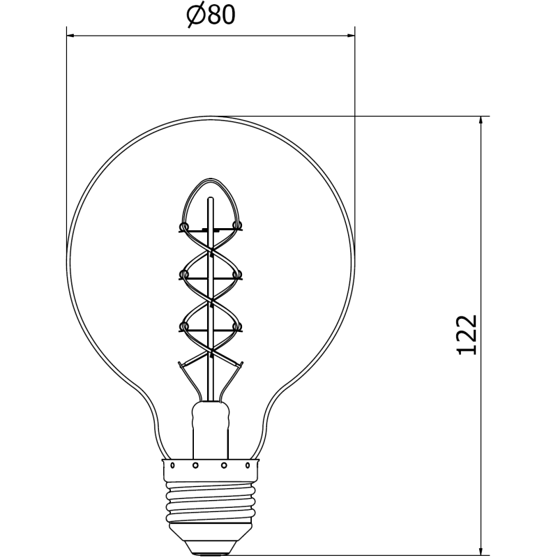 Mexen Vintis 3x żarówka filament spirala LED E27, G80, 8W, Ciepła - 2200K, 600 lm, amber - L165-E27-0822-50x03