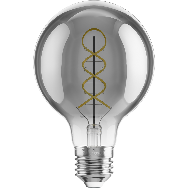 Mexen Vintis 3x żarówka filament spirala LED E27, G80, 8W, Ciepła - 2200K, 450 lm, smoke - L165-E27-0822-70x03