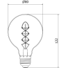 Mexen Vintis 3x żarówka filament spirala LED E27, G80, 8W, Ciepła - 2200K, 450 lm, smoke - L165-E27-0822-70x03