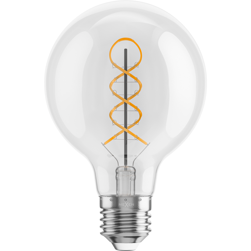 Mexen Vintis 3x żarówka filament spirala LED E27, G80, 8W, Ciepła - 2700K, 750 lm, clear - L165-E27-0827-00x03