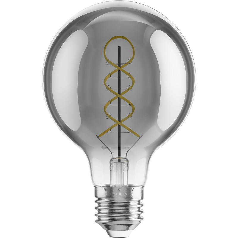Mexen Vintis 3x żarówka filament spirala LED E27, G80, 8W, Ciepła - 2700K, 510 lm, smoke - L165-E27-0827-70x03